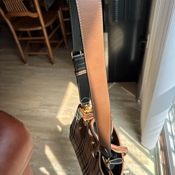 Burberry Tan and Black Checkered Satchel - Picture 3 of 6